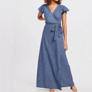 Draper James Denim Wrap Maxi Dress - Blue
